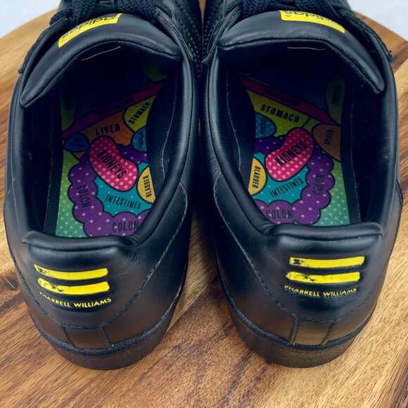 Adidas Pharrell Williams SuperStar Todd James Mens 12 Shell Black Leather Shoes - Picture 10 of 11